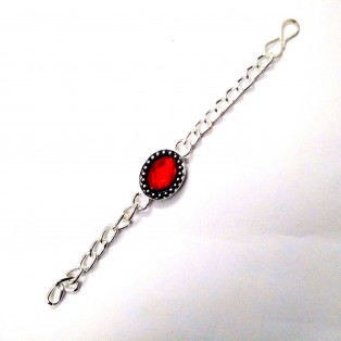 Red Rugged Big Rhinestone Bracelet Wristlet Wristband Charms Band - Men Women